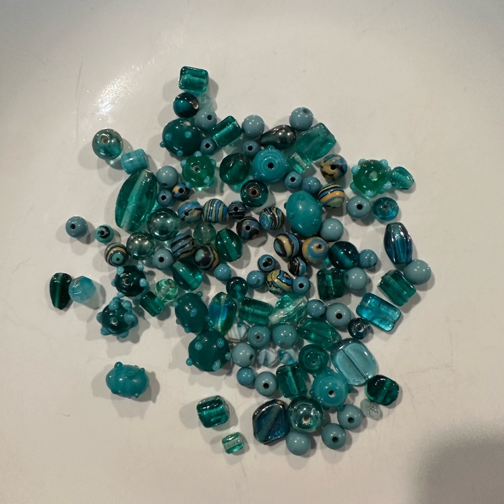 Assorted Teal Beads Lot for jewelry making